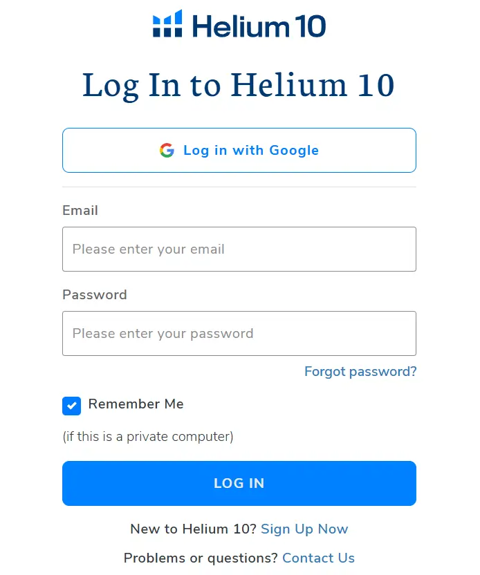 Log into your Helium 10 account