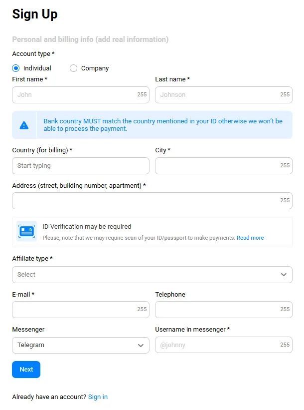 Zeydoo Registration Form
