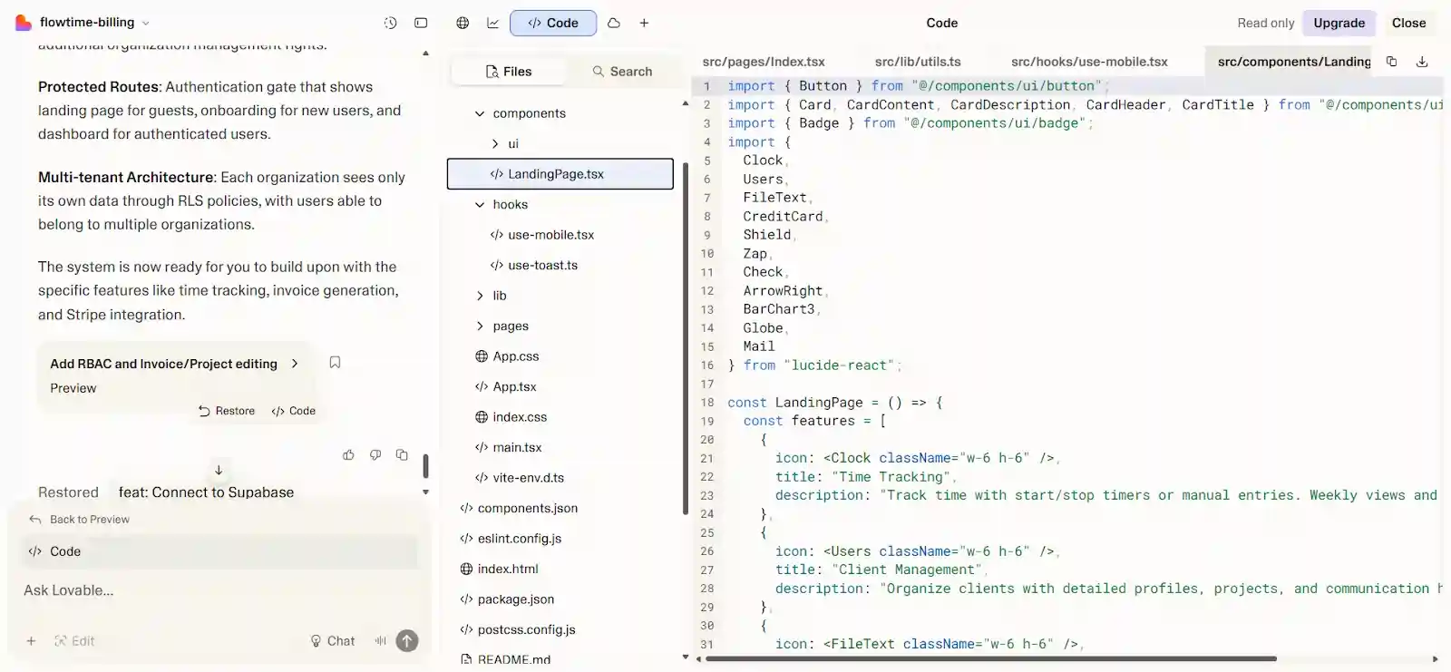 Lovable Exporting Code