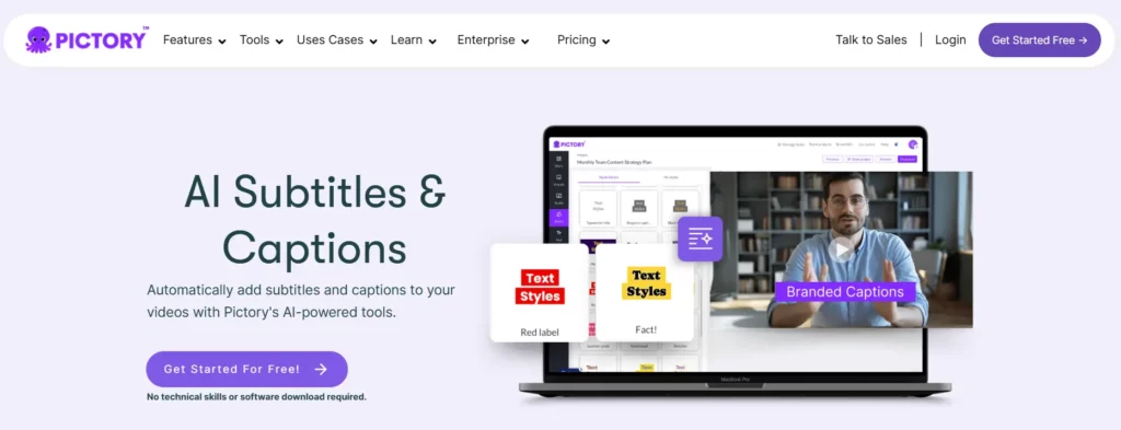 Pictory Subtitles Generator