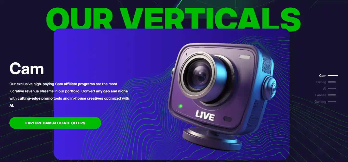 CrakRevenue Cam Verticals