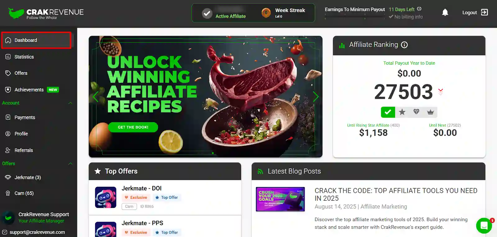 CrakRevenue Dashboard